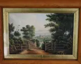 Italian School, Lake View with Ruins, Oil on board