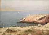 French School, Coastal Landscape, Oil on board