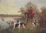 Édouard Joseph Dantan, Hunters Among Hounds, Oil on canvas