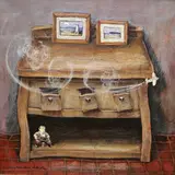 Rosario Rubilar, Plane's take-off, 1998, Mixed media on canvas