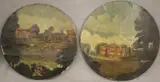 English School, Two Works: Views of Countryside Manors, Oil on canvas laid down to boards