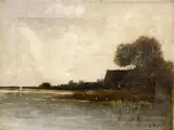 Northern Continental School, River View, Oil on canvas