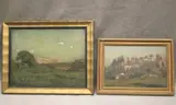 French School, Two Works: Views of the Italian Countryside, Oil on board
