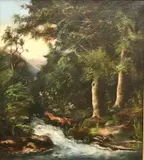 Hermann Ottomar Herzog, Woodland Stream, Oil on canvas