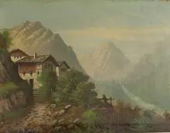 Wilhelm Theodor Nocken, Alpine Landscape, Oil on canvas