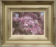 Howard R Carr, Cherry Blossoms in March, Oil on canvas board