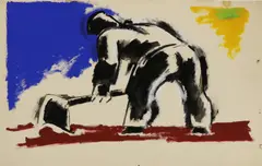 Josef Herman, Untitled, Josef Herman RA (1911-2000) Man Digging ink wash and gouache sheet 56 x 77cm