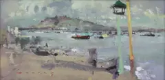 Untitled by Frederick Cuming, oil on board 16 x 30.5cm ., sold Apr 2022