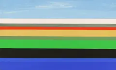 Untitled by Peter Denmark, acrylic on canvas 55 x 91.5cm, sold Apr 2022