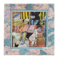 Untitled by Mick Rooney, mixed media 26 x 25cm, sold Apr 2022