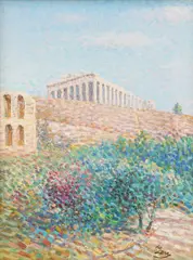 Vasilis Zenetzis, Untitled, oil on canvas both 40 x 30cm (2) Exhibited: Hellenic Centre