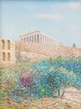 Vasilis Zenetzis, Untitled, oil on canvas both 40 x 30cm (2) Exhibited: Hellenic Centre
