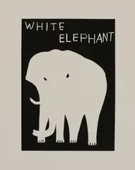Untitled by David Shrigley, David Shrigley (b.1968) 'White Elephant' linocut on wove paper, sold Apr 2022