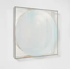 Ohne Titel by Adolf Luther, 1987, Halbtransparente, konkave Linse vor Spiegel. Auf Holz montiert, sold Jun 2024