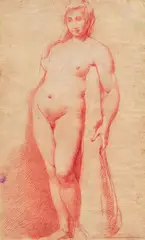Carlo Donelli, Omphale, Rötelzeichnung auf Papier