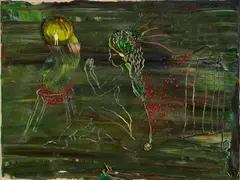 Tim Ernst, "Die Beschwörung", 2009, Mischtechnik, collagiert auf Leinwand