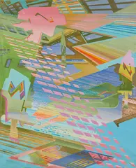 Johannes Molzahn, "The Fable of the Contorsionist II", 1947, Öl auf Leinwand