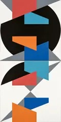 Jan Kubíček, "Geteilte Quadrate, Dreiecke und Kreis", 1991-1998, Acryl auf Leinwand