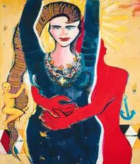 Elvira Bach, Die fünfte Jahreszeit, 1999, Terragrafie auf leichtem Karton