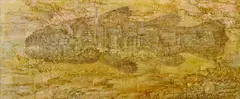 Dmitri Plavinsky, "Manhattan-Fish", 1992, Mischtechnik auf Leinwand