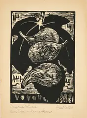 30. Jahresblatt: Feigenblatt und Früchte by Erich Heckel, 1960, Holzschnitt auf Bütten, sold Sep 2025