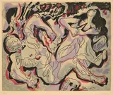André Masson, Pyramus und Thisbe (Aus: Louis Aragon. Les Amants Célèbres), 1973-79, Farbradierung auf Bütten
