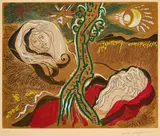 André Masson, Ruth und Boas (Aus: Louis Aragon. Les Amants Célèbres), 1973-79, Farbradierung auf Bütten