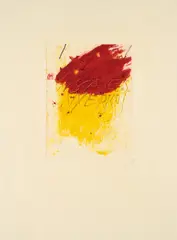 Aus: La Clau del Foc by Antoni Tàpies, 1973, Farbradierung und Prägedruck auf Bütten, sold Jun 2024