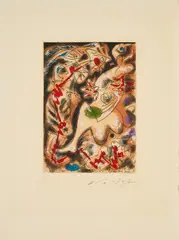 Ohne Titel by André Masson, Farbaquatinta auf BFK Rives (Wasserzeichen), sold Aug 2024