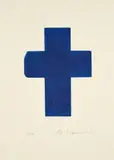 Arnulf Rainer, Blaues Kreuz, 1971, Farbradierung auf Bütten