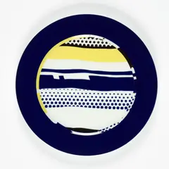 The Lichtenstein Plate by Roy Lichtenstein, 1989/90, Multiple Künstler-Platzteller. Porzellan, farbig gefasst und glasiert, sold Nov 2024