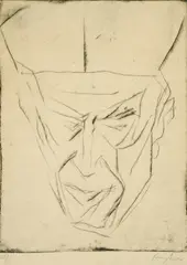 Eduard Bargheer, Kardinal Elia dalla Costa, Erzbischof von Florenz, Ca. 1951, Kaltnadel auf Velin