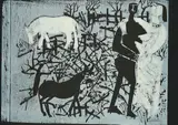 HAP Grieshaber, Winterlandschaft, 1965, Farbholzschnitt auf schwarzem Halbkarton