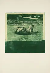 Sphinx der Wüste Sinear by Ernst Fuchs, 1970, Farbradierung auf BFK RIVES (Wasserzeichen), sold Jun 2024