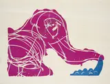 HAP Grieshaber, Planetentrommler (Aus: Der Engel der Geschichte 11/1968), 1968, Farbholzschnitt auf Japan