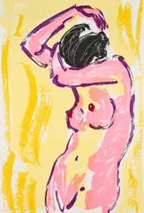 Luciano Castelli, Frauenakt, 1990, Farbserigrafie auf leichtem Karton