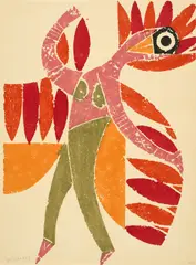 HAP Grieshaber, Dem Feuervogel, 1961, Mappe mit 10 Farbholzschnitten auf Velin und einem Titelholzschnitt auf der Kassette. Im Umschlag aus Japan, in der originalen Kassette