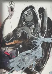 Wolf Vostell, Ohne Titel, 1991, Mischtechnik, collagiert auf Karton. In Objektrahmen