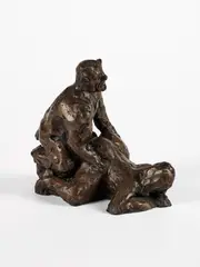 Nymphe und Satyr by Alfred Hrdlicka, Bronze, braun patiniert, sold Mar 2024
