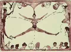 Cornelia Schleime, Er winkte zum Abschied und ich verlor meinen Arm im Schnee, 2002, Farblithografie auf Arches (Wasserzeichen)