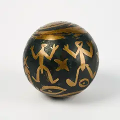 Kugel 3 by A. R. Penck, Bronze, dunkelgrün patiniert und teilpoliert, sold Feb 2024
