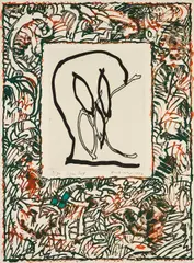 Ligne BVV by Pierre Alechinsky, 1983, Farblithografie über Radierung auf Büttenkarton, sold Mar 2024