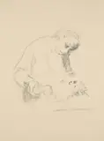 Käthe Kollwitz, Junge Mutter mit Säugling, 1928, Kreidelithografie auf festem Japan