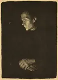 Käthe Kollwitz, Arbeiterfrau im Profil nach links, 1903, Kreidelithografie auf geripptem Bütten