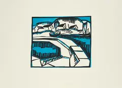 Dünen und Mole by Karl Schmidt-Rottluff, 1917 (Entwurf), Farbholzschnitt auf Velin, sold Aug 2024
