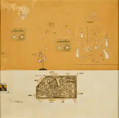 Gianfranco Baruchello, "Ponticellàte Veneres", 1967, Mischtechnik auf Aluminium