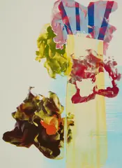 Pia Fries, leonid, 2020, Öl und Acrylfarbe und Farbserigrafie auf ARTISTICO + FABRIANO (Wasserzeichen)