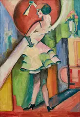 Georg Tappert, Tänzerin mit erhobenem Fächer, Ca. 1918/20, Öl auf Pappe