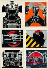 Gerd Winner, Lokomotive, 1971, Mappe mit 7 Farbserigrafien (inklusive des Titelblatts) auf Velin. In der originalen Leinenkassette