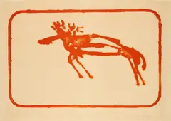 Elch by Joseph Beuys, 1975, Farblithografie auf Richard de Bas (Wasserzeichen), sold Apr 2024